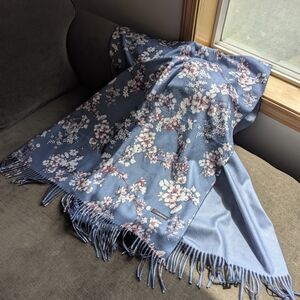 Cashmere Wrap Shawl with Cherry Blossom Print